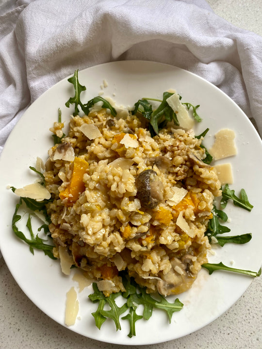 Easy Baked Mushroom and Pumpkin Brown Risotto 🌱-Fresh Connection