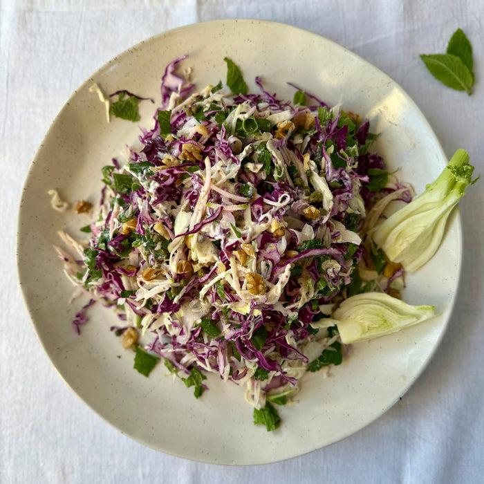 Fennel, Apple and Cabbage Slaw with Herby Yoghurt Dressing
