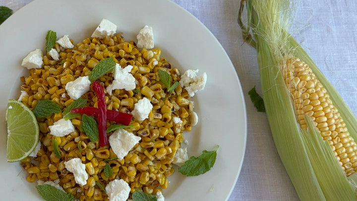 Charred Corn, Feta & Mint Salad  🌽