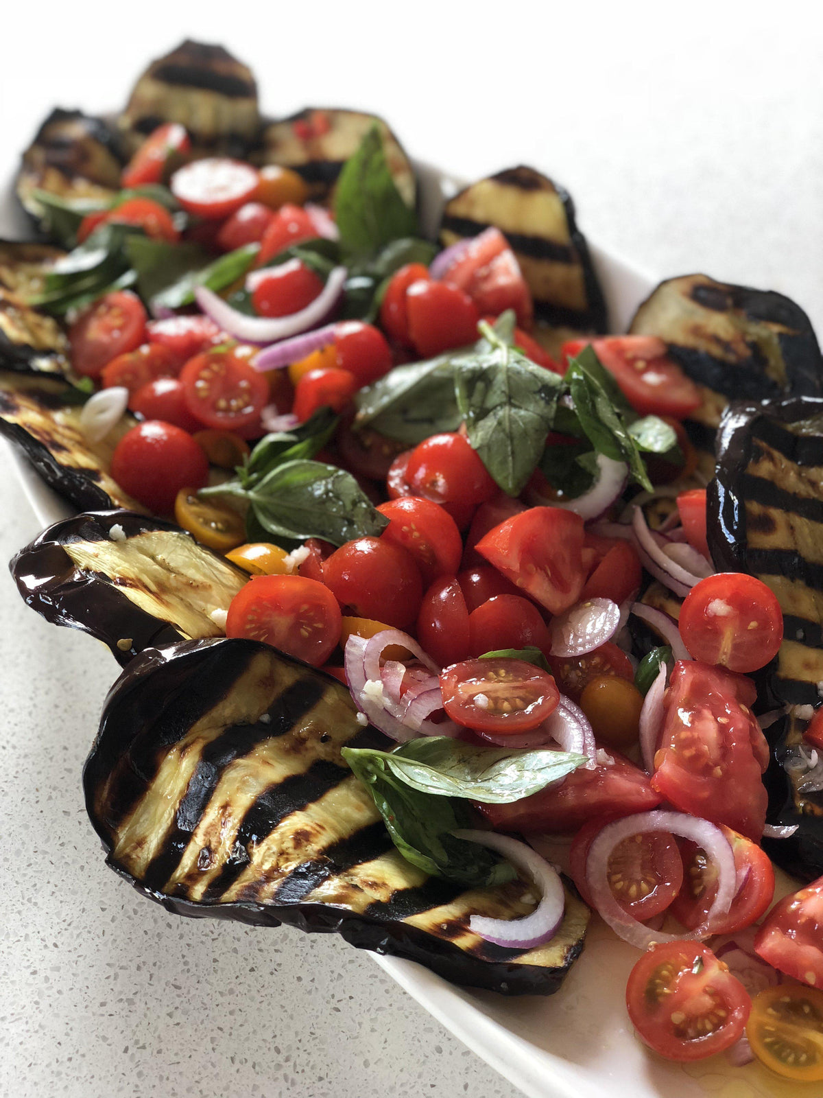 Roasted eggplant, tomato and basil salad — Fresh Connection
