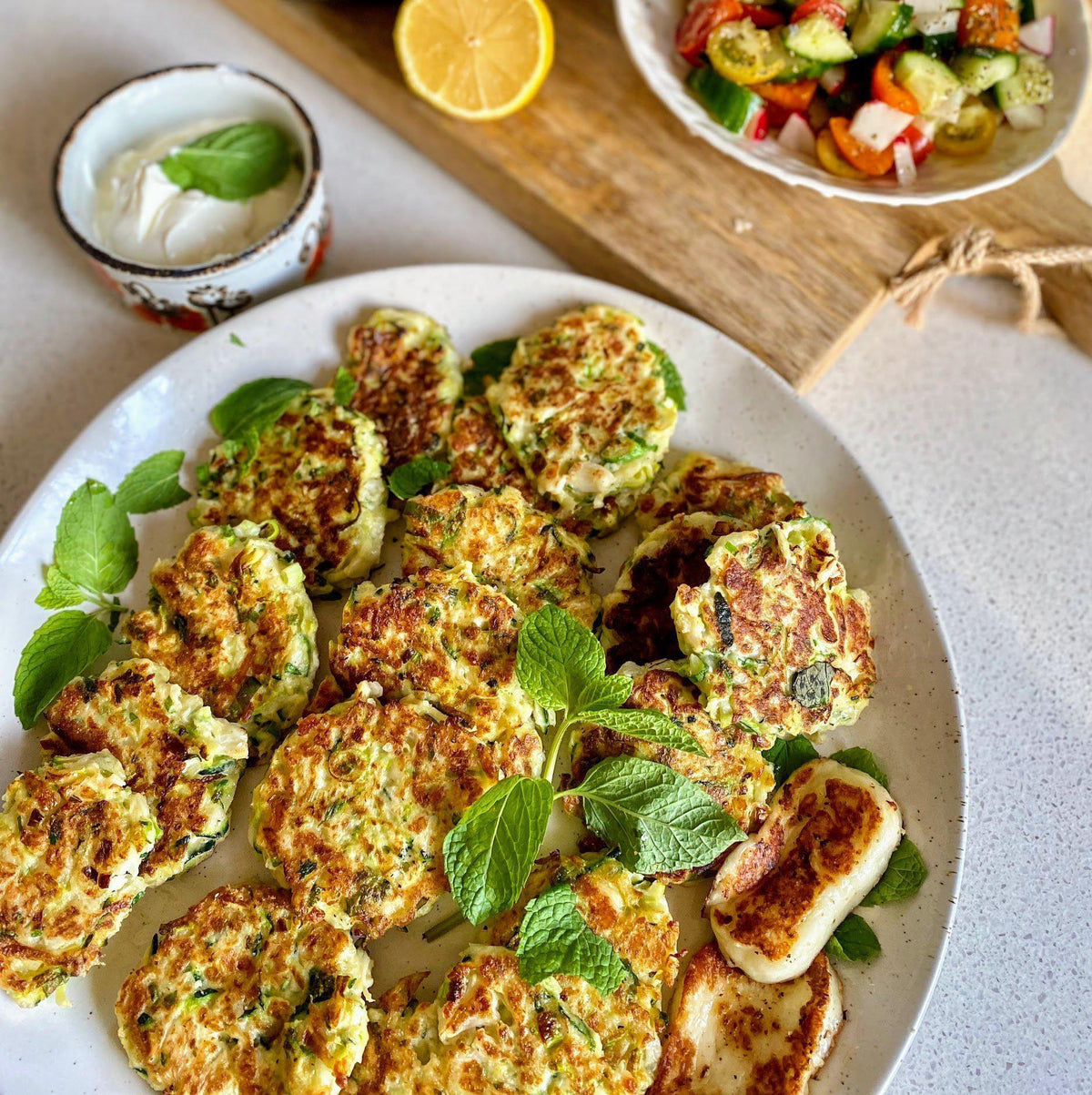 Cauliflower, Zucchini and Haloumi Fritters ☘️ — Fresh Connection