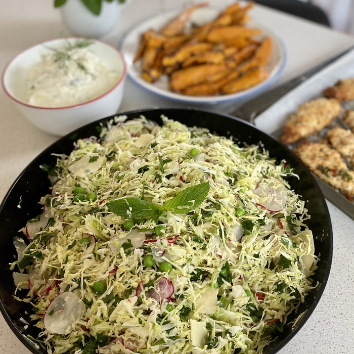 Karen Martini's Cabbage, Pea, Mint, Chilli and Parmesan salad 🌶-Fresh Connection