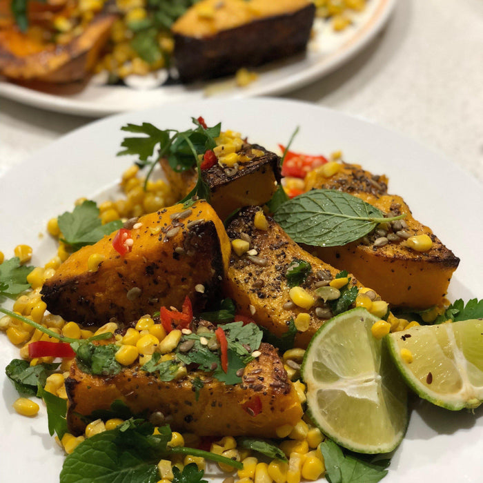 Ottolenghi Style Roasted Pumpkin with Sweet Corn Salsa 🌽-Fresh Connection