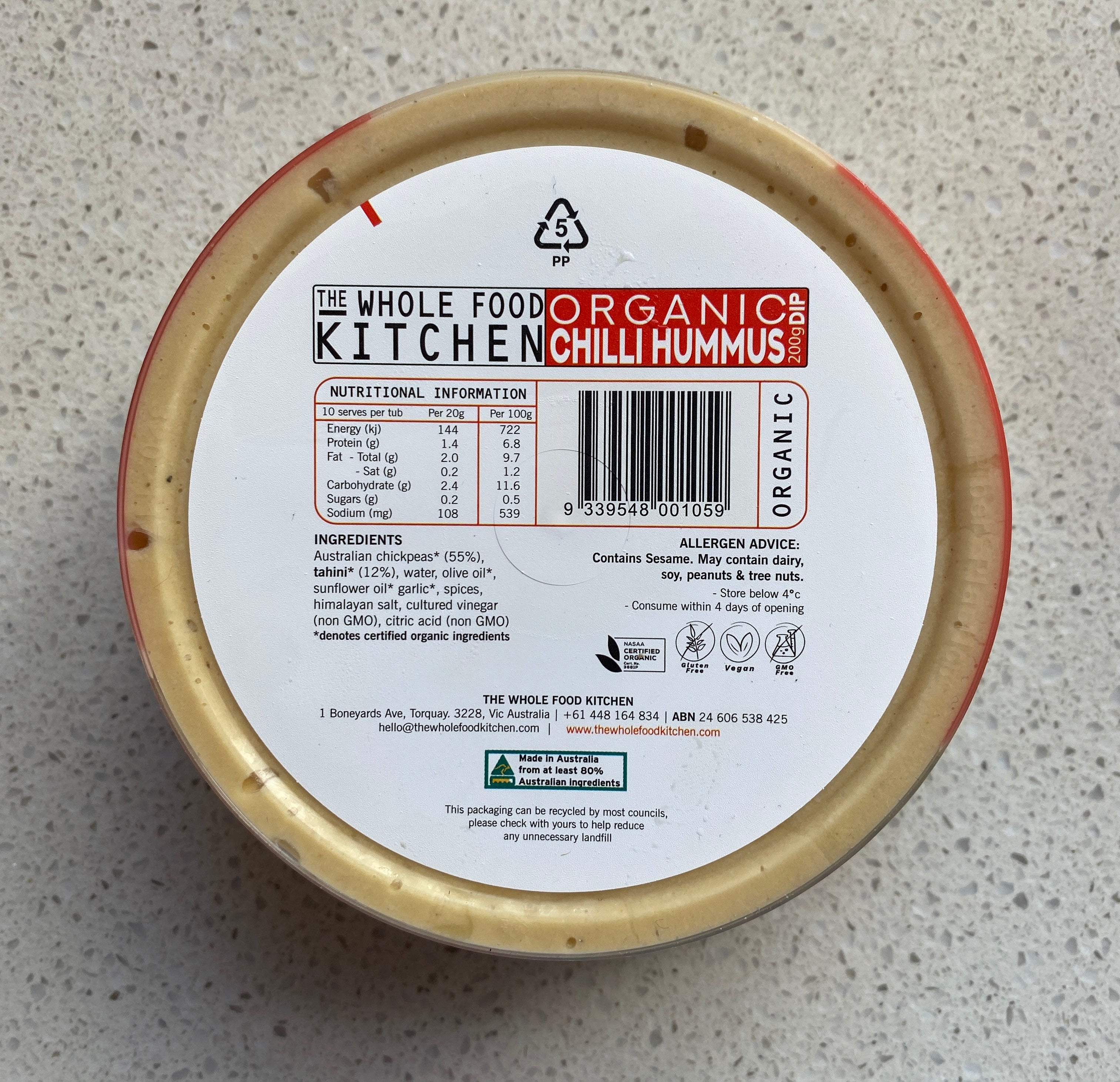 The Whole Food Kitchen Organic Chilli Hummus 200g