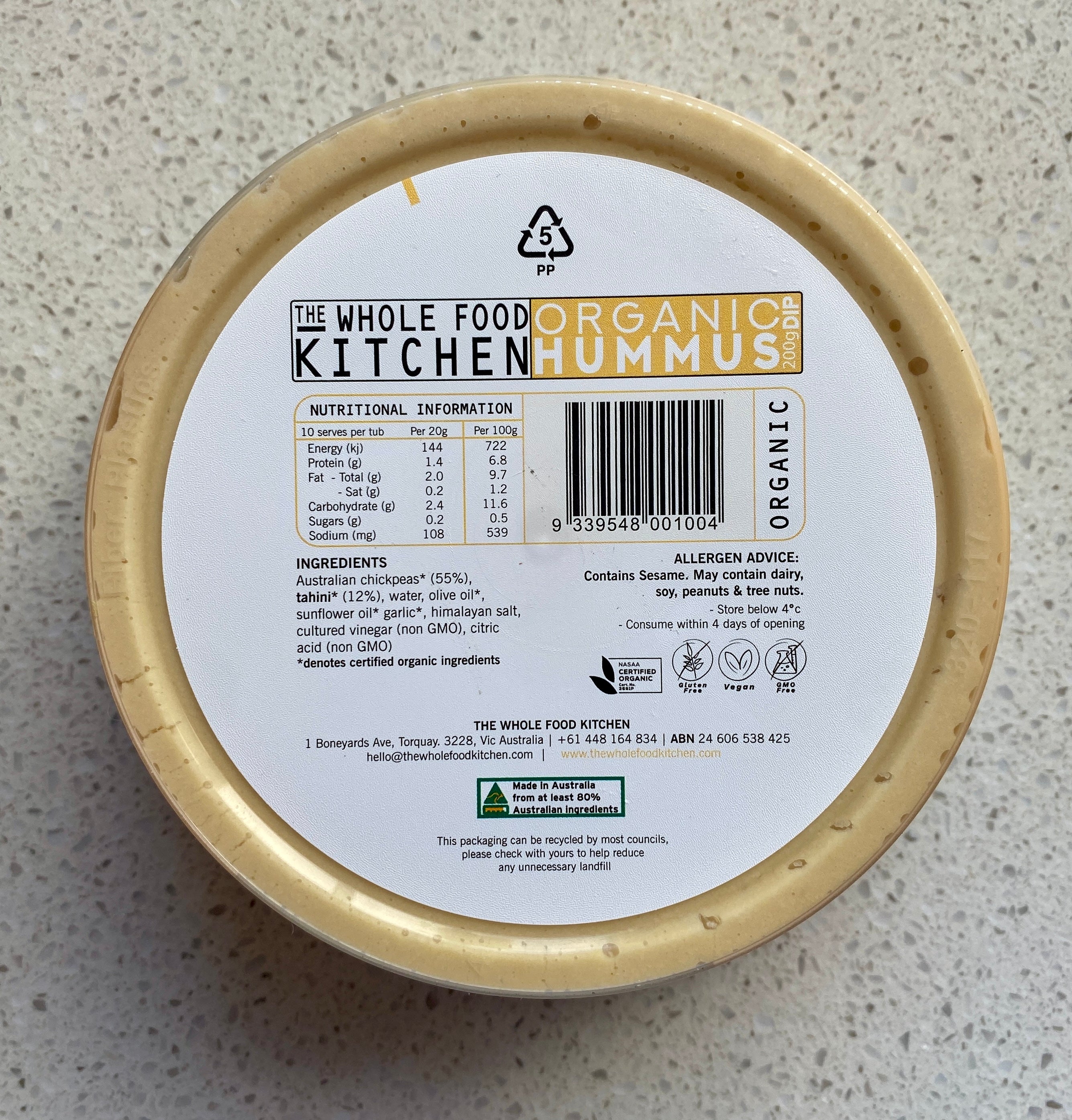 The Whole Food Kitchen Organic Hummus 200g