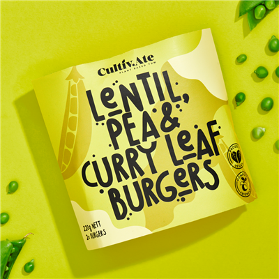 Cultiv.Ate Lentil, Pea, Curry Leaf Burger 110g