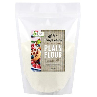Certified Organic Unbleached Plain Flour 500g-Groceries-Chef's Choice-Fresh Connection