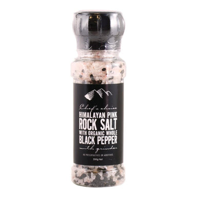 Chef's Choice Himalayan Pink Rock Salt with Organic Black Pepper with Grinder 200g-Chef's Choice-Fresh Connection