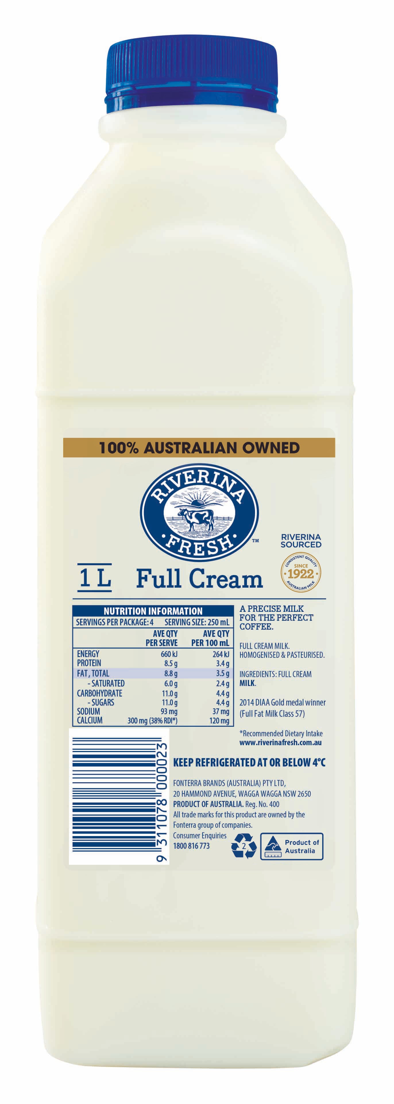 Riverina Full Cream Milk 1L