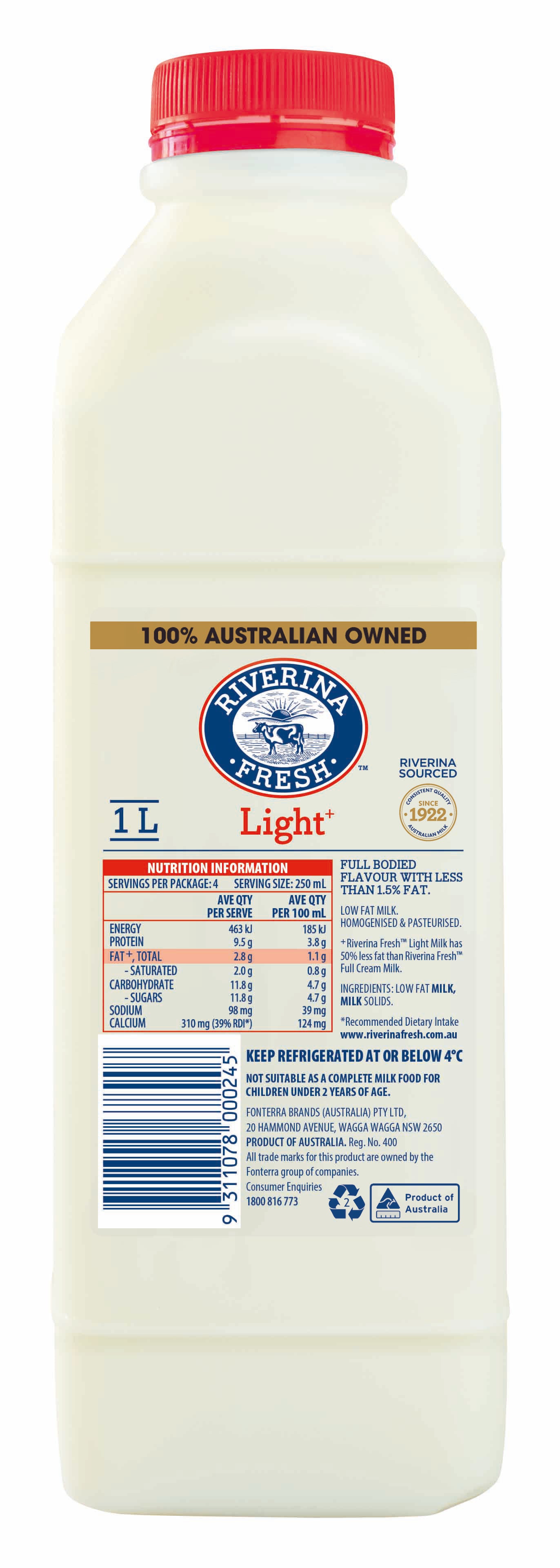 Riverina Light Milk 1L