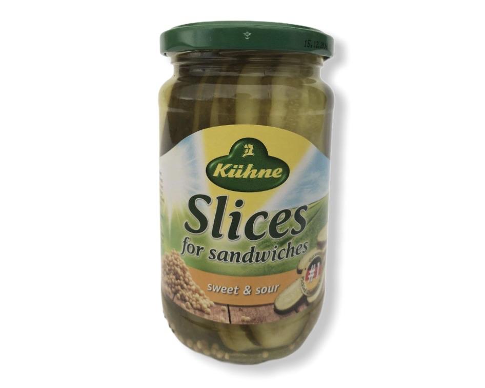 KUHNE Gherkin Slices For Sandwiches Sweet & Sour 330g — Fresh Connection