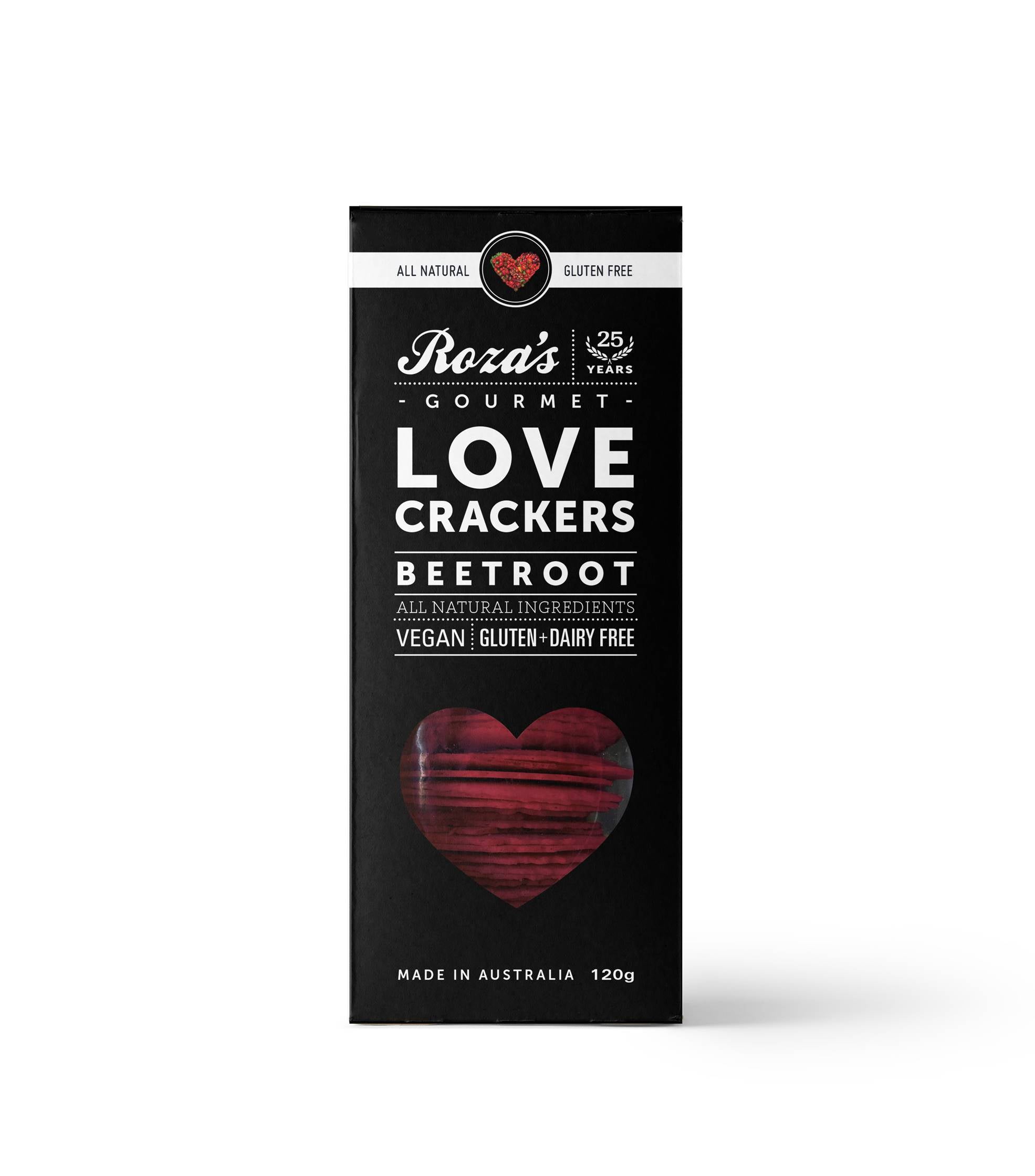 ROZA'S Love Crackers Beetroot 120g-Groceries-Roza's-Fresh Connection